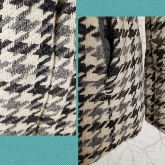 Soia & Kyo White Houdstooth Wool Blend Peacoat - Picture 4 of 9